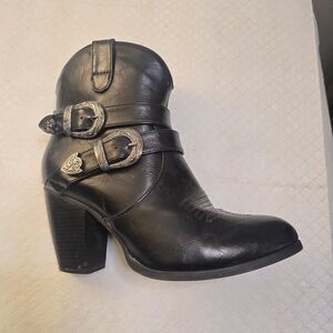 Roper Black Heeled Boots with Buckle Detail Ladies Cowgirl